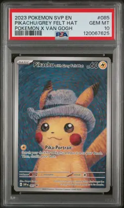 PSA 10 POKEMON SVP EN 2023 PIKACHU VAN GOGH GREY FELT HAT ENGLISH #85 PROMO CARD - Image 4