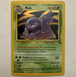 1999 Pokemon TCG MUK #13/62 Fossil Set Holo Rare Card Vintage WOTC LP-NM - Image 1