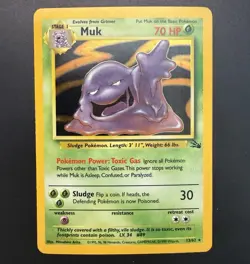 1999 Pokemon TCG MUK #13/62 Fossil Set Holo Rare Card Vintage WOTC LP-NM - Image 2
