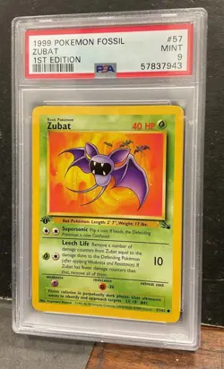 1999 Pokemon Fossil 1st Edition Zubat Card #57 57/62 PSA 9 Mint VTG Vintage Bat - Image 1