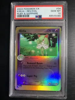2003 Pokemon Ruby & Sapphire Kirlia Reverse Foil 34/109 PSA 10 Gem Mint. Pop 3!! - Image 1
