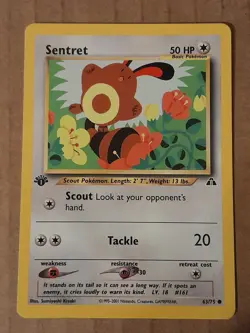Pokemon Sentret 63/75 Neo Discovery 1st Edition LP See Pictures - Image 1