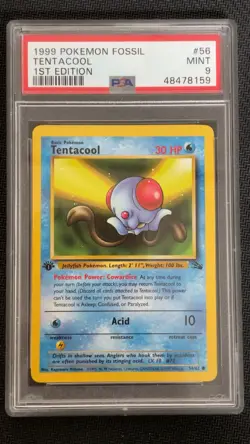 Pokemon TCG Tentacool Fossil 1st Edition PSA 9 Regular Common 56/62 - Image 1