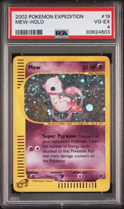 2002 Pokemon Mew 019/165 Expedition Holo Swirl PSA 4 - Image 1