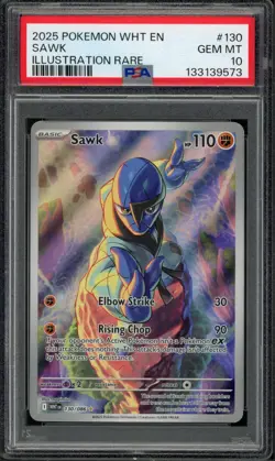 Pokemon PSA 10 Gem Mint White Flare Illustration Rare Sawk 130/086 - Image 1