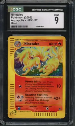 Pokemon CGC 9 Mint Aquapolis Holo Ninetales H19/H32 - Image 1
