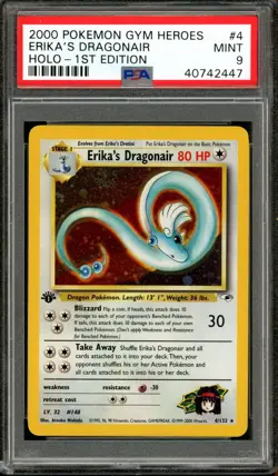 Pokemon PSA 9 Mint 1st Edition Gym Heroes Holo Erika's Dragonair 4/132 - Image 1