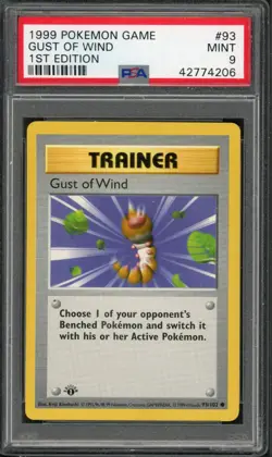 Pokemon PSA 9 Mint 1st Ed. Base Common Gust of Wind 93/102 - Image 1