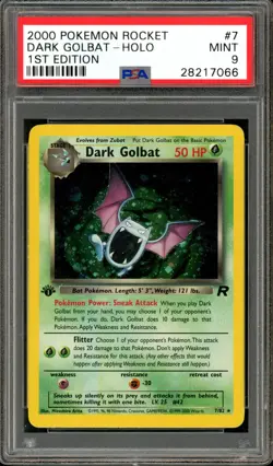 Pokemon PSA 9 Mint 1st Edition Team Rocket Holo Dark Golbat 7/82 - Image 1