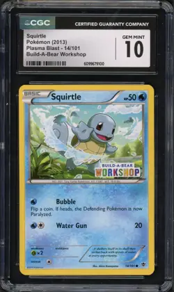 Pokemon CGC 10 Gem Mint Build-A-Bear Workshop Promo Squirtle 14/101 - Image 1