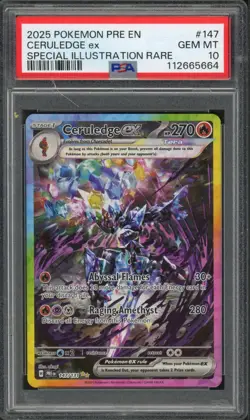 Pokemon PSA 10 Gem Mint Prismatic Evolutions SIR Ceruledge EX 147/131 - Image 1