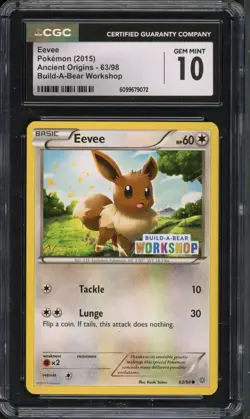 Pokemon CGC 10 Gem Mint Build-A-Bear Workshop Promo Eevee 63/98 - Image 1