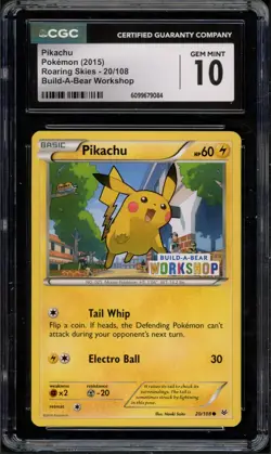 Pokemon CGC 10 Gem Mint Build-A-Bear Workshop Promo Pikachu 20/108 - Image 1