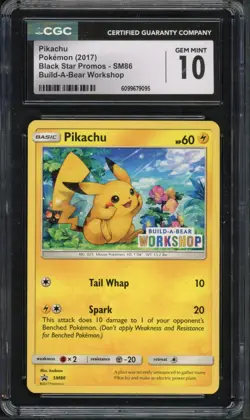 Pokemon CGC 10 Gem Mint Build-A-Bear Workshop Promo Pikachu SM86 - Image 1