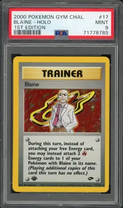 Pokemon PSA 9 Mint 1st Ed. Gym Challenge Holo Blaine 17/132 - Image 1