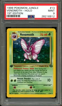 Pokemon PSA 9 Mint 1st Edition Jungle Holo Venomoth 13/64 - Image 1