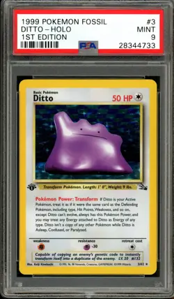 Pokemon PSA 9 Mint 1st Edition Fossil Holo Ditto 3/62 - Image 1