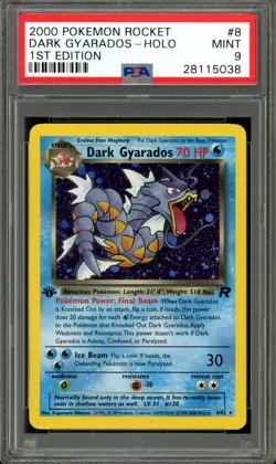 Pokemon PSA 9 Mint 1st Edition Team Rocket Holo Dark Gyarados 8/82 - Image 1