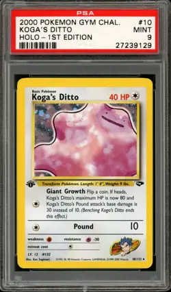 Pokemon PSA 9 Mint 1st Edition Gym Challenge Holo Koga's Ditto 10/132 - Image 1
