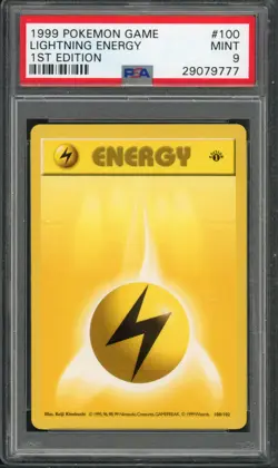 Pokemon PSA 9 Mint 1st Ed. Base Common Lightning Energy 100/102 - Image 1