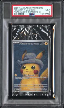 Pokemon PSA 9 Mint Sealed Pokemon x Van Gogh Felt Hat Pikachu SVP 085 - Image 1