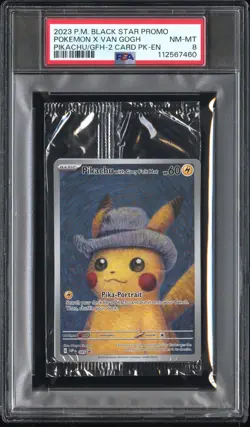 Pokemon PSA 8 NM-MT Sealed Pokemon x Van Gogh Felt Hat Pikachu SVP 085 - Image 1