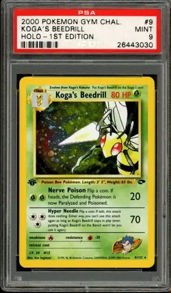 Pokemon PSA 9 Mint 1st Edition Gym Challenge Holo Koga's Beedrill 9/132 - Image 1