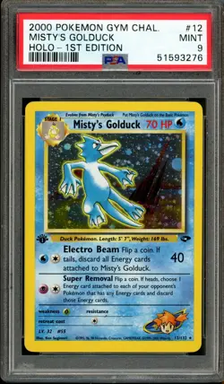 Pokemon PSA 9 Mint 1st Edition Gym Challenge Holo Misty's Golduck 12/132 - Image 1