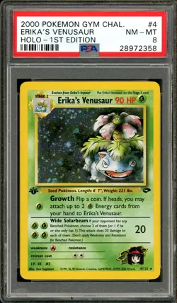 Pokemon PSA 8 NM-MT 1st Edition Gym Challenge Holo Erika's Venusaur 4/132 - Image 1