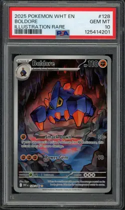 Pokemon PSA 10 Gem Mint White Flare Illustration Rare Boldore 128/086 - Image 1
