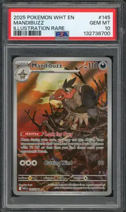 Pokemon PSA 10 Gem Mint White Flare Illustration Rare Mandibuzz 145/086 - Image 1