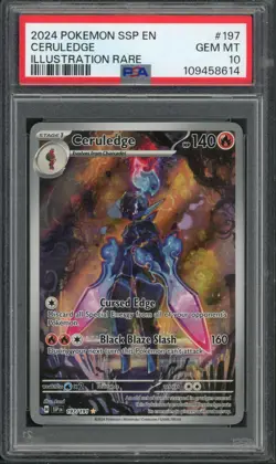 Pokemon PSA 10 Gem Mint Surging Sparks Illustration Rare Ceruledge 197/191 - Image 1