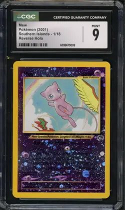 Pokemon CGC 9 Mint Southern Islands Reverse Holo Mew 1/18 - Image 1