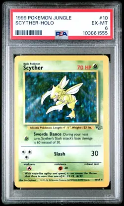 1999 Pokemon Jungle Scyther Holo 10/64 PSA Graded - Image 1