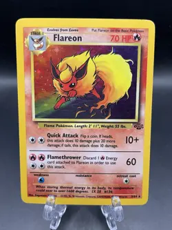 Pokemon TCG Flareon Jungle 3/64 Holo Unlimited Holo Rare MP - Image 1