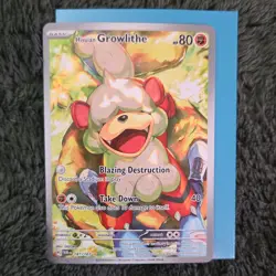 Pokemon Hisuian Growlithe Twilight Masquerade Illustration Rare Full Art 80 HP … - Image 1
