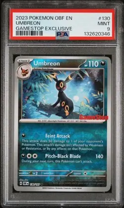2023 POKEMON OBF EN-OBSIDIAN FLAMES GAMESTOP EXCLUSIVE #130 UMBREON PSA 9 - Image 1
