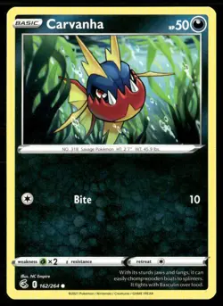 2021 Sword & Shield - Fusion Strike Carvanha Basic/Common #162 - Image 1