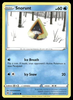 2022 Sword & Shield - Brilliant Stars Snorunt Basic/Common #34 - Image 1