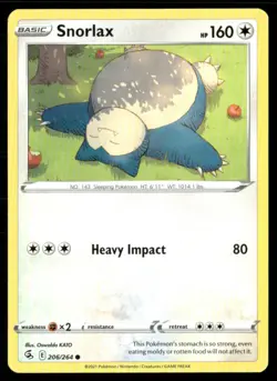 2021 Sword & Shield - Fusion Strike Snorlax Basic/Common #206 - Image 1