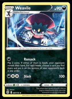 2022 Sword & Shield - Brilliant Stars Weavile Stage 1/Uncommon #87 - Image 1
