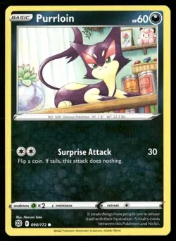 2022 Sword & Shield - Brilliant Stars Purrloin Basic/Common #90 - Image 1