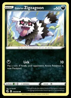 2021 Sword & Shield - Fusion Strike Galarian Zigzagoon Basic/Common #159 - Image 1