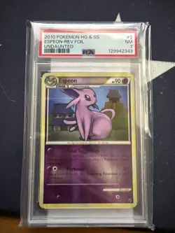 Pokemon HGSS Undaunted PSA 7 Espeon-Rev Foil 2/90 Reverse Holo - Image 1