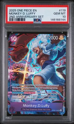 Monkey D.Luffy OP05-119 SEC Alt - 2nd Anniversary Set - One Piece English PSA 10 - Image 1