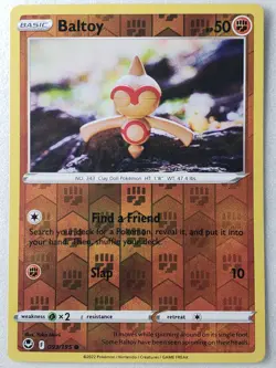 REVERSE HOLO Baltoy 093/195 VLP / NM Yuka Morii Clay Silver Tempest Pokemon Card - Image 1