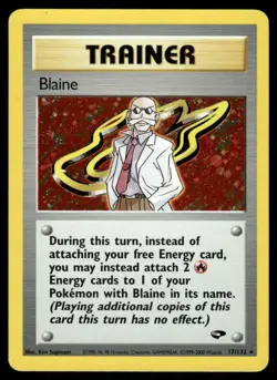 2* Pokemon Cards Blaine 17/132 Unlimited Holofoil Gym Challenge Holo Rare - Image 1