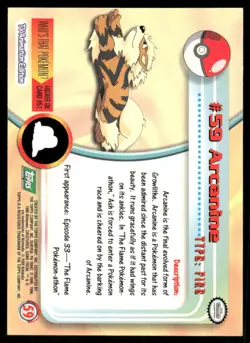 Pokemon Cards Arcanine #59 Topps Trading Cards Series 1 NM - Image 2