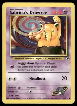 Pokemon Cards Sabrina's Drowzee 92/132 Gym Heroes WOTC Common NM *2 - Image 1