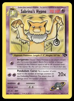 Pokemon Cards Sabrina's Hypno 56/132 Unlimited Gym Challenge WOTC Uncommon NM - Image 1